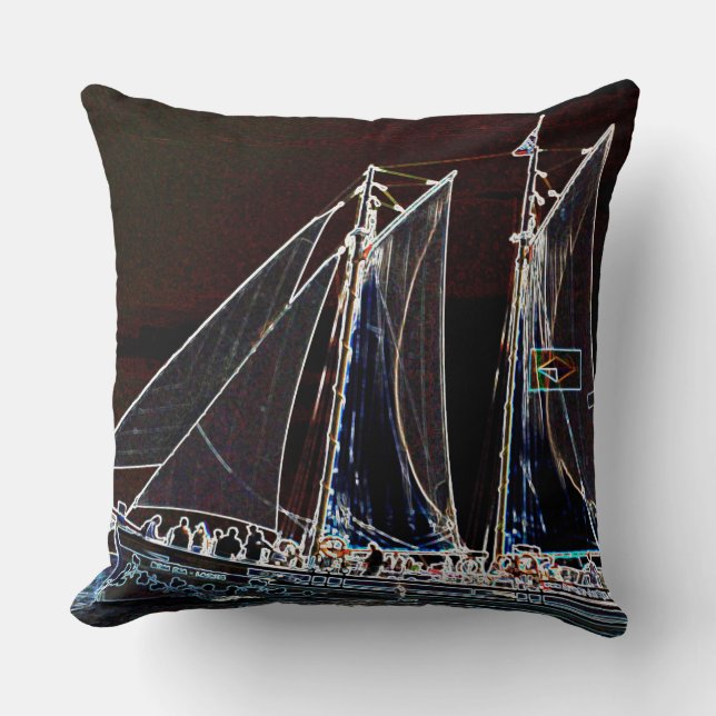 Boat under sail throw pillow (Front)