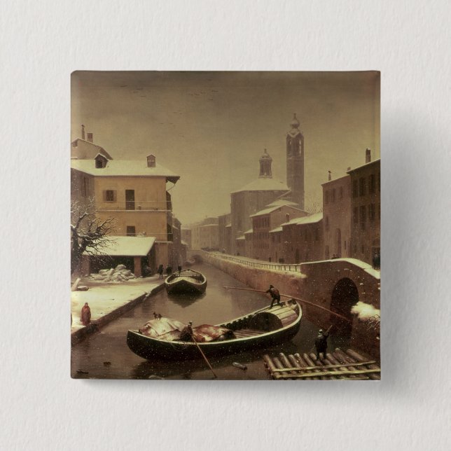 Boat under the Snow Button (Front)