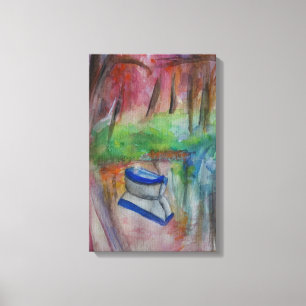 Boat Watercolor Stretched Canvas Print