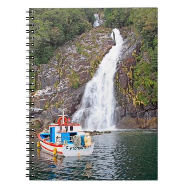 Boat & waterfall, Chile Notebook (Front)