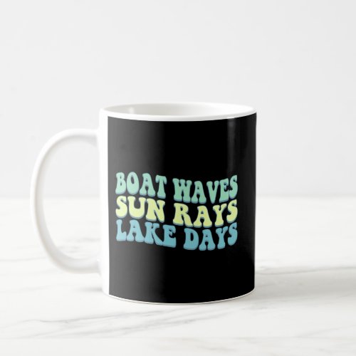Boat Wave Sun Rays Lake Days Summer Beach Blue Gre Coffee Mug