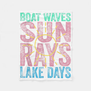 Boat Waves Sun Rays Lake Days Cute Retro 70s Summe Fleece Blanket