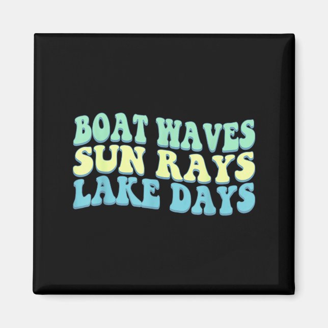 Boat Waves Sun Rays Lake Days Funny Retro Summer Magnet (Front)