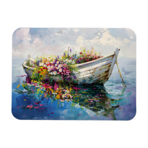 Boat with Colorful Wildflowers Flexible Magnet