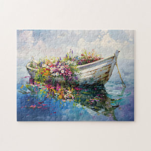 Boat with Colorful Wildflowers Jigsaw Puzzle
