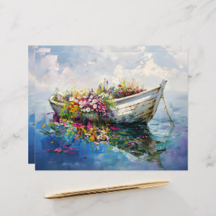 Boat with Colorful Wildflowers Scrapbook Paper