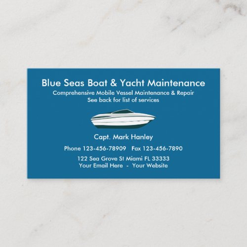Boat  Yacht Services Business Card