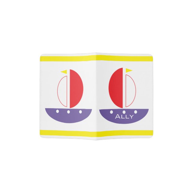 Boat Yellow Strips Custom Passport Holder (Opened)