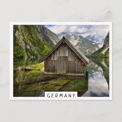 Boathouse in Obersee lake in Alps in Germany Postcard