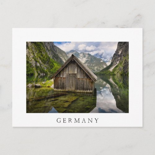 Boathouse in Obersee lake in Alps in Germany Postcard