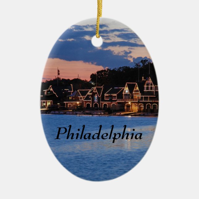 Boathouse Row dusk Ceramic Ornament (Front)