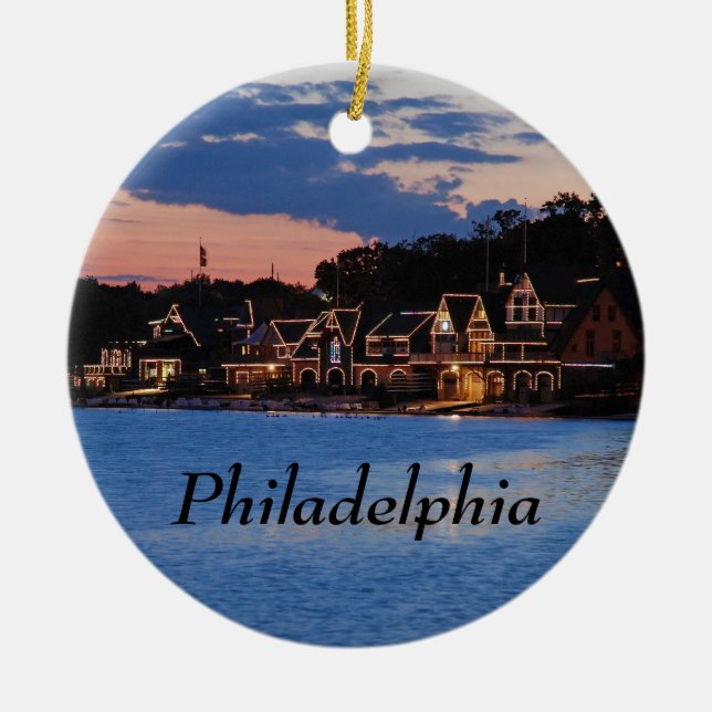 Boathouse Row dusk Ceramic Ornament (Front)