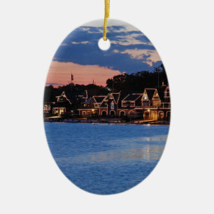 Boathouse Row dusk Ceramic Ornament