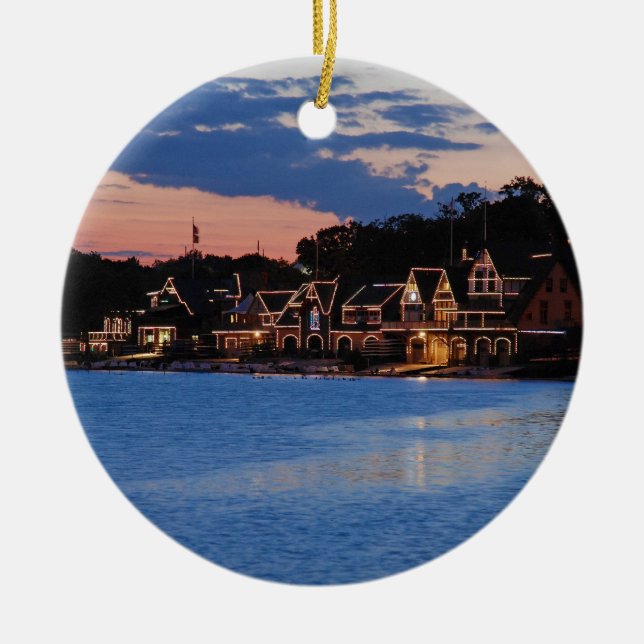 Boathouse Row dusk Ceramic Ornament (Front)