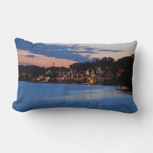 Boathouse Row dusk Lumbar Pillow
