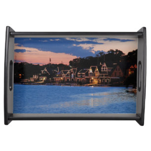 Boathouse Row dusk Serving Tray