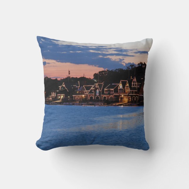 Boathouse Row dusk Throw Pillow (Front)