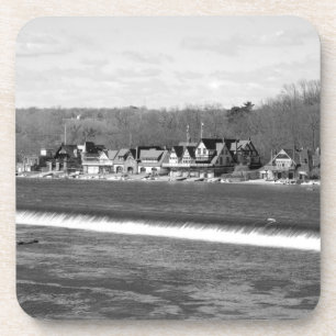 Boathouse Row winter b/w Drink Coaster