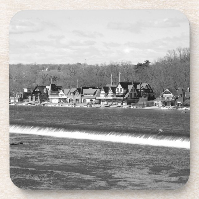Boathouse Row winter b/w Drink Coaster (Front)