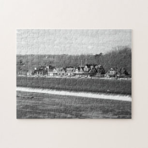 Boathouse Row winter b/w Jigsaw Puzzle