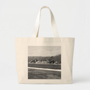 Boathouse Row winter b/w Large Tote Bag