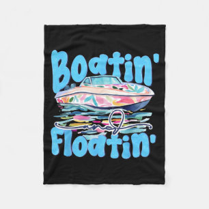 Boatin and Floatin Lake Days Retro Beach Summer Fleece Blanket
