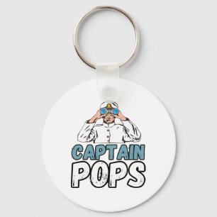 Boating Boat Owner Captain Pops Dad Pontoon Grandp Keychain