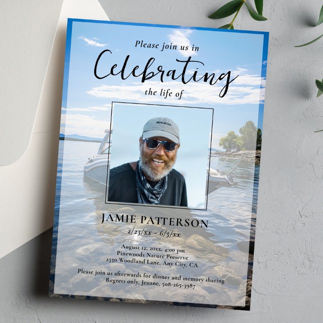 Boating Captain Celebration of Life Photo Funeral Invitation (Creator Uploaded)