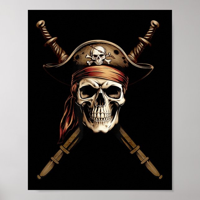 Boating Captain Pirate Flag Skull Crossbones Sword Poster (Front)