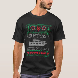 Boating Christmas Is Better On Pontoon Boat Ugly C T-Shirt