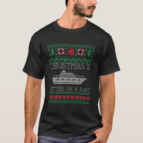Boating Christmas Is Better On Pontoon Boat Ugly C T_Shirt