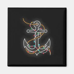 Boating Christmas Lights Anchor Santa Sailing Boat Magnet