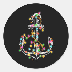 Boating Christmas Lights Anchor Santa Sailing Classic Round Sticker
