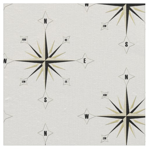 Boating Compass Rose Nautical Ivory Linen Fabric