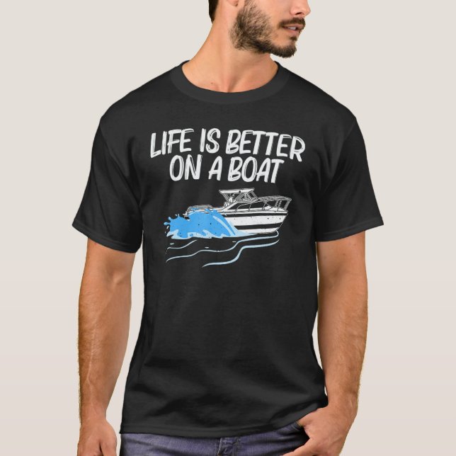 Boating For Men Women Boat Captain Boater Pontoon T-Shirt (Front)