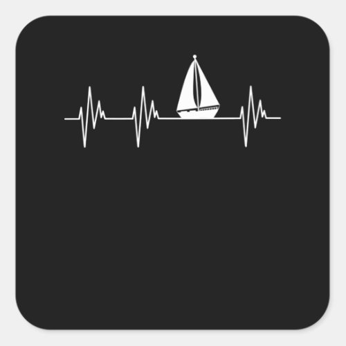Boating Heartbeat Boat Ship Sailor Cruise Lover Gr Square Sticker