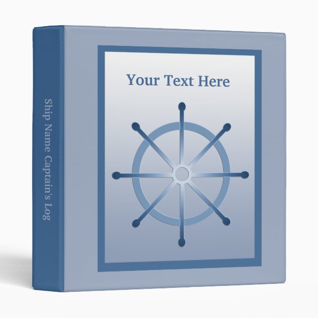 Boating Helm Ship Wheel Captain's Log Book Binder (Front/Spine)