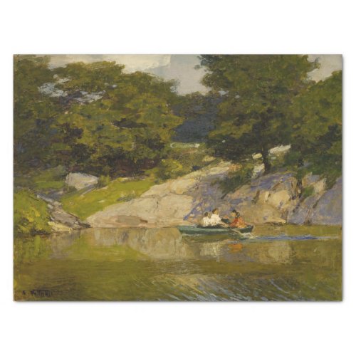 Boating on a Lake in Central Park EH Potthast Tissue Paper