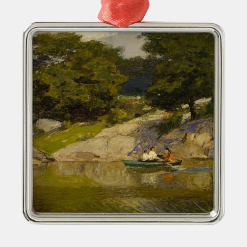 Boating on a Lake in Central Park New York City Metal Ornament
