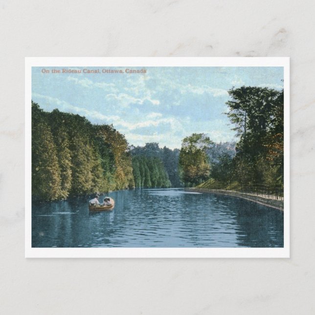 Boating on the Rideau Canal, Ottawa Vintage Postcard (Front)