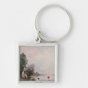 Boating on the River, 19th century Keychain