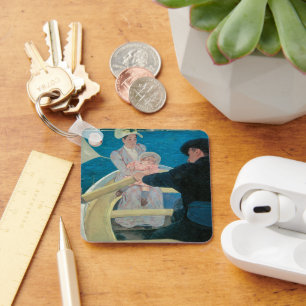 Boating Party by Mary Cassatt, Vintage Fine Art Keychain