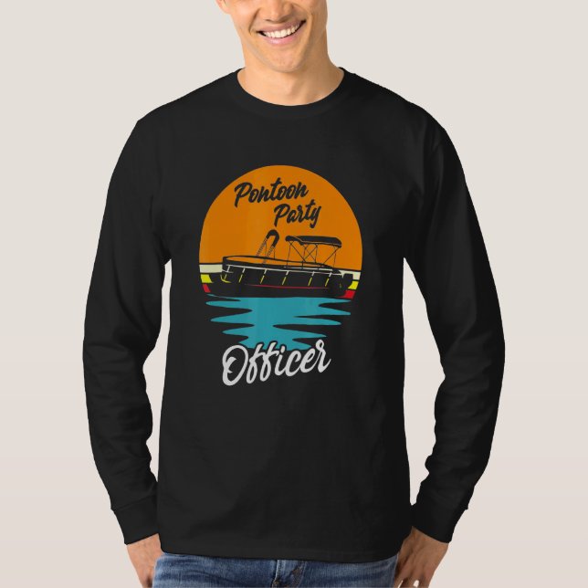 Boating Pontoon Party Pontoon Party Retro Sunset B T-Shirt (Front)