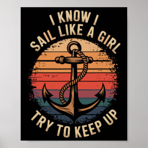 Boating Sailboat Captain And Sailing Boat Sailor Poster