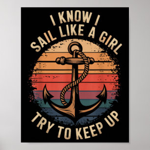 Boating Sailboat Captain And Sailing Boat Sailor Poster