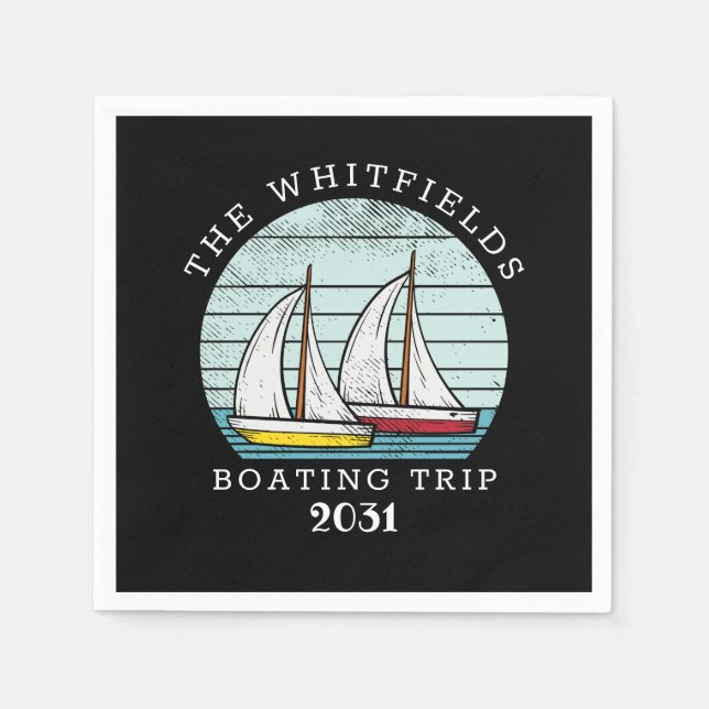 Boating Sailing Custom Family Summer Vacation Napkins (Front)