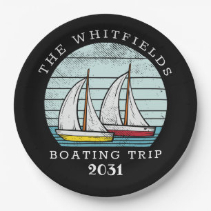 Boating Sailing Custom Family Summer Vacation Paper Plates