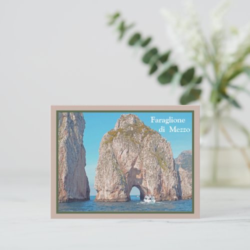 BOATING TO CAPRI going through arched rock Postcard