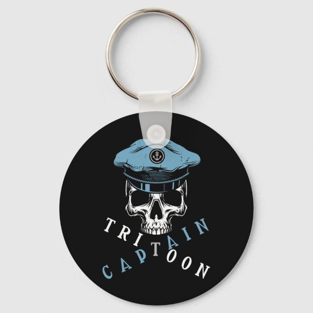 Boating Tritoon Captain Flatboat Life Pontoon For  Keychain (Front)