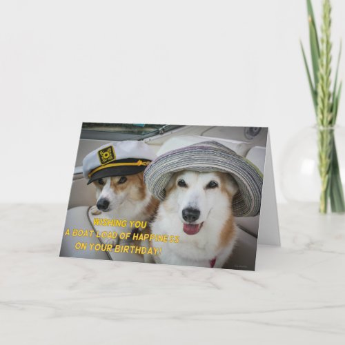 Boatload of happiness corgi birthday card